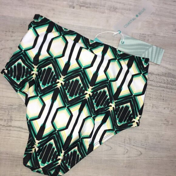 NWT Coastal Blue Green/Black Bikini Bottom XS - Picture 3 of 6